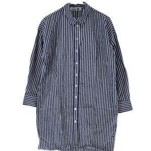 Benin Women's Striped Button Down Tunic Shirt -6